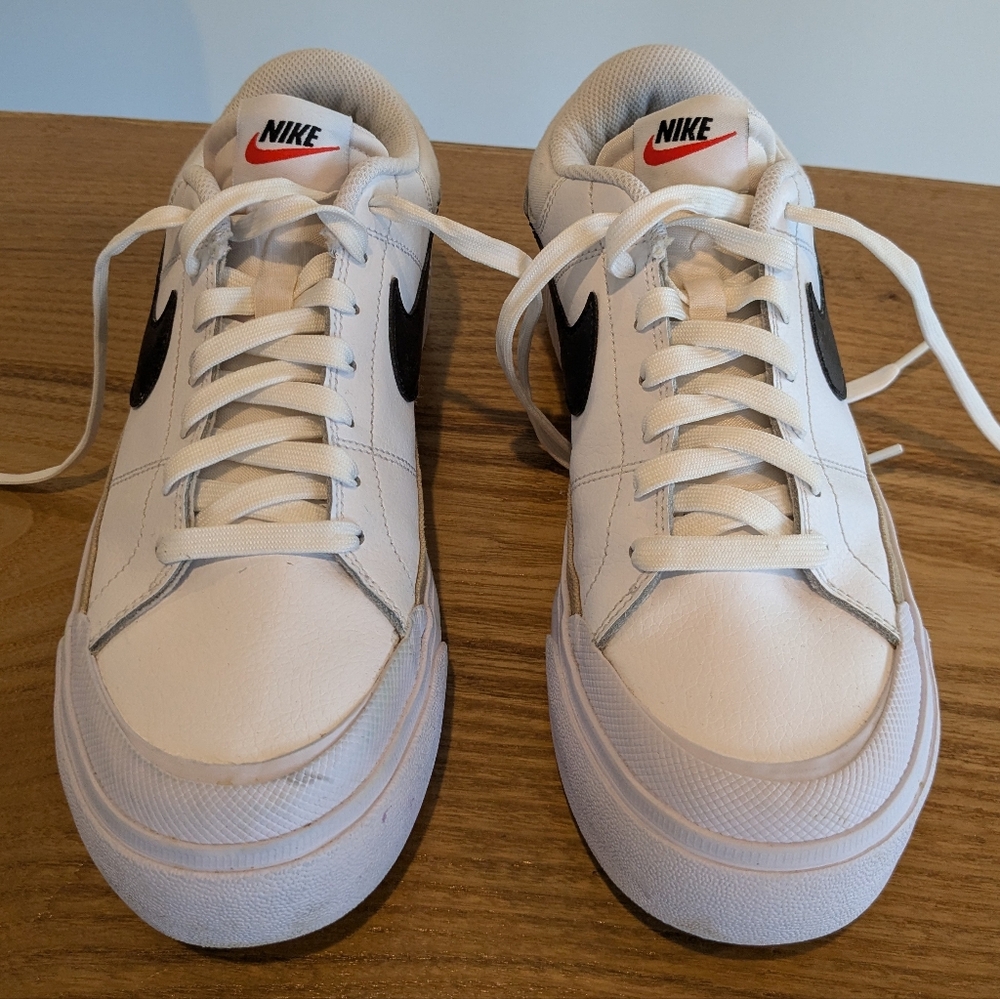 Nike sneakers, women's 9.5, white, black, tan